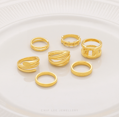 916 Gold Textured Ring by Chip Lee Jewellery, featuring a minimalist design with unique texture, adding subtle elegance to any outfit.