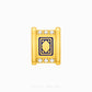 A gold-plated square charm with a blue enamel geometric center and rows of clear cubic zirconia stones on the top and bottom, shown on a light gray background with 'CHIP LEE JEWELLERY' text at the bottom.