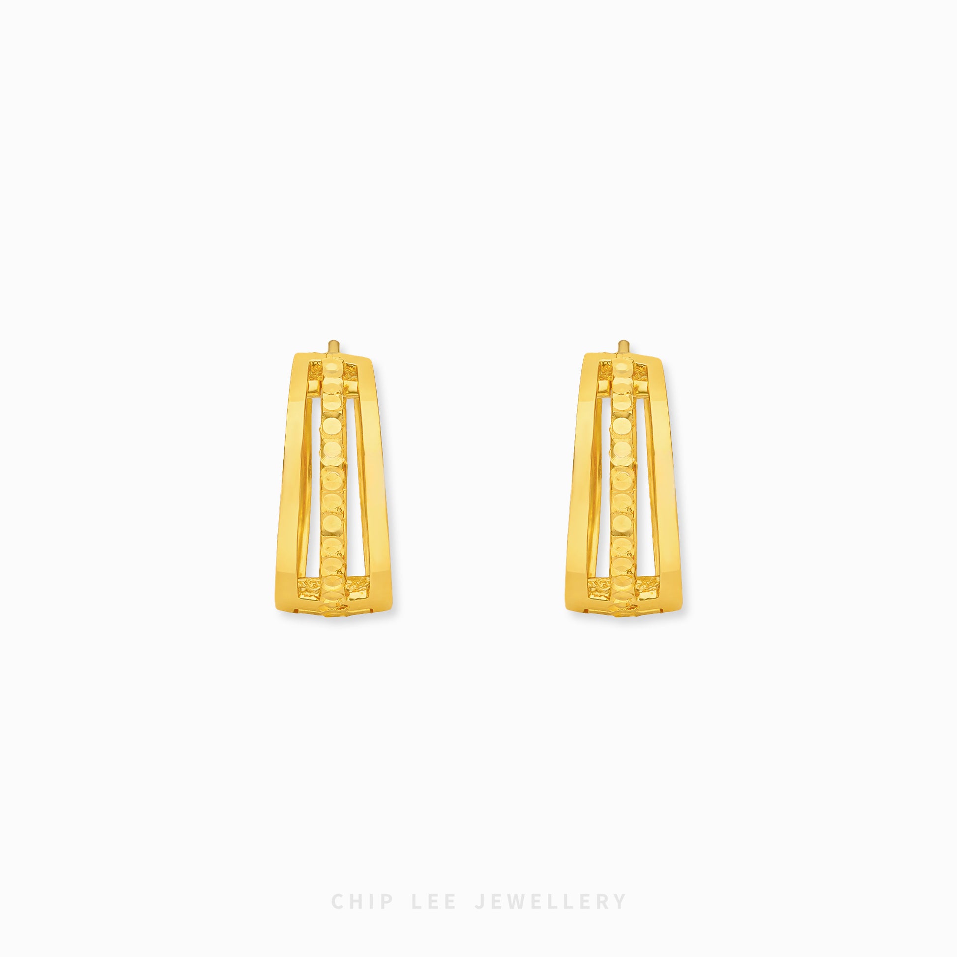 916 gold double hoop earrings with studded design
