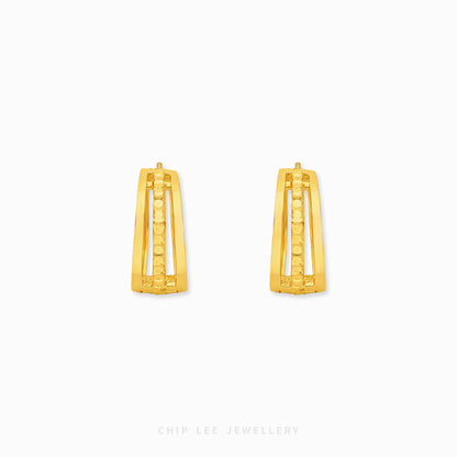 916 gold double hoop earrings with studded design