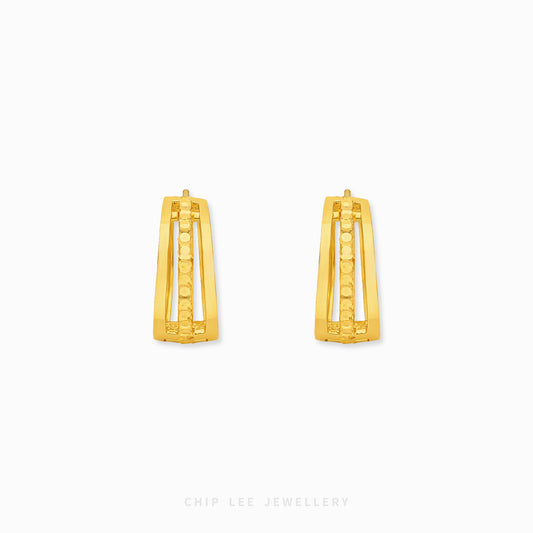 916 gold double hoop earrings with studded design