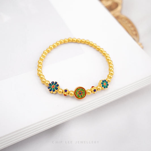 999 Pure Gold Flora Beaded Bracelet | Gu Fa Jin (古法金) Collection