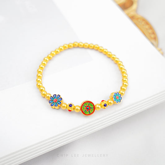 999 Pure Gold Flora Beaded Bracelet | Gu Fa Jin (古法金) Collection