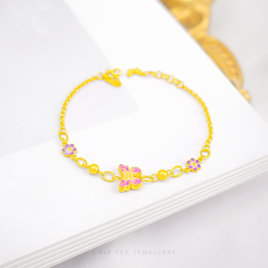 999 Pure Gold Butterfly Chain Bracelet | Gu Fa Jin (古法金) Collection