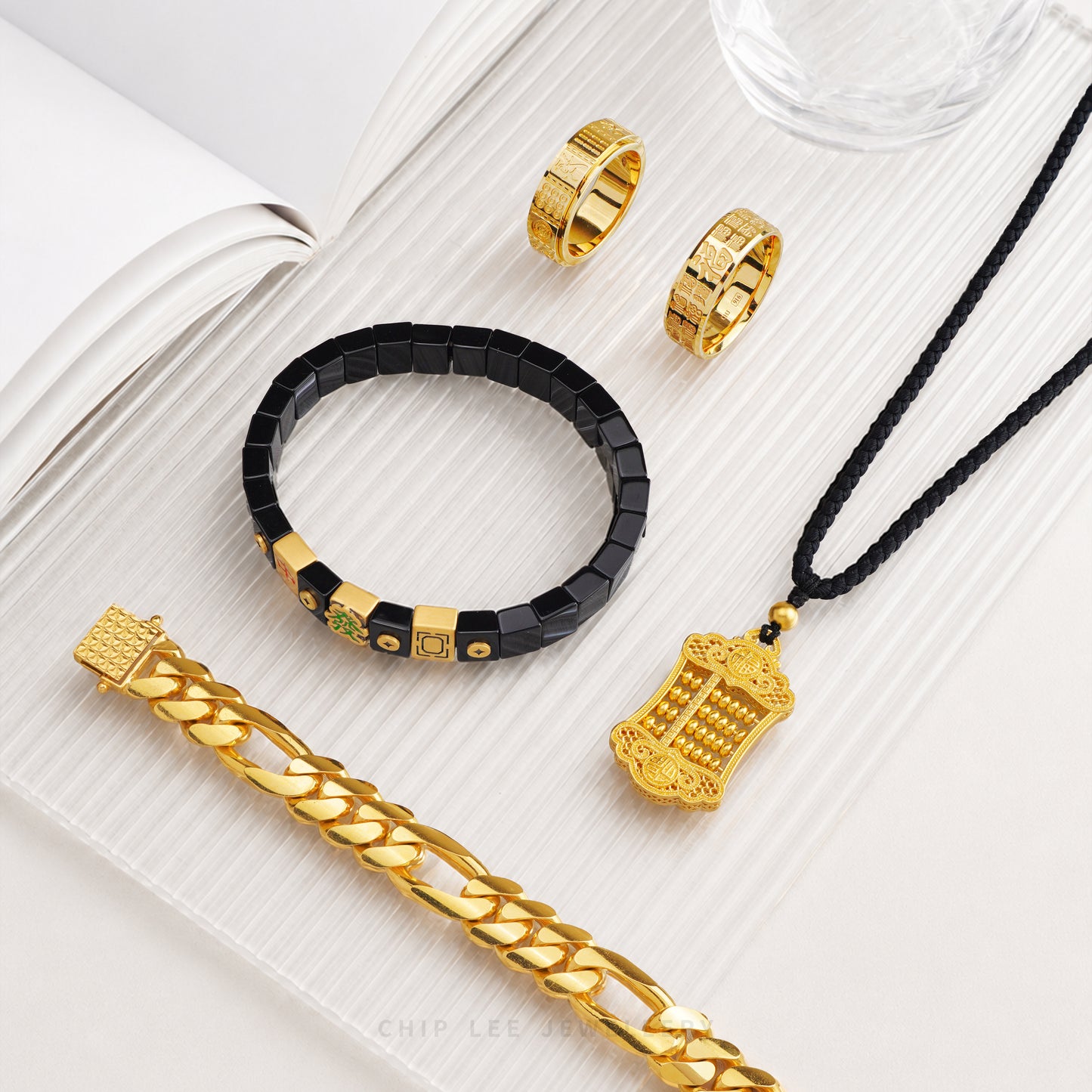 999 Pure Gold Mahjong Tiles Stretchable Bracelet
