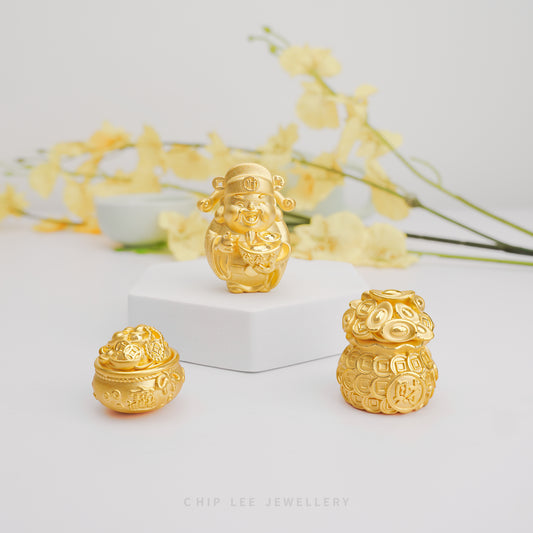 999 Pure Gold Fortune Pot Figurine