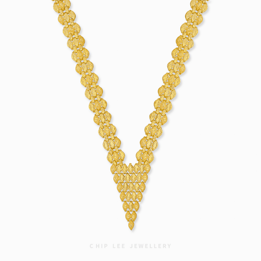V Statement Necklace in 916 gold