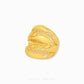 A gold filigree wrap ring by Chip Lee Jewellery, featuring an intricate openwork design with a polished central band, shown on a clean white background.