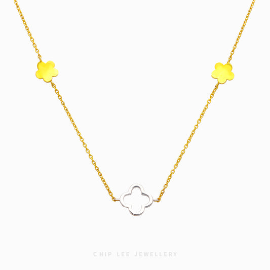 Duo Tone Clover Necklace