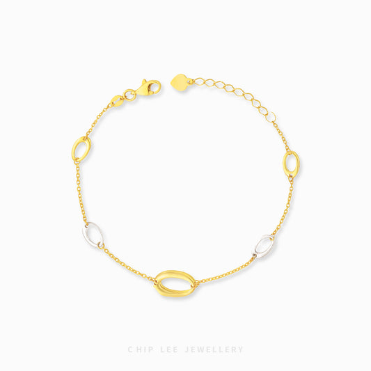 Duo Tone Hollow Oval Bracelet - Chip Lee Jewellery