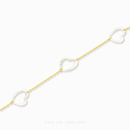 Duo Tone Heart Bracelet - Chip Lee Jewellery
