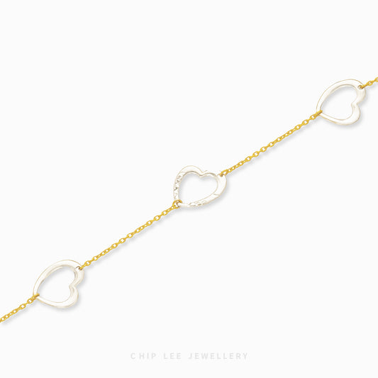 Duo Tone Heart Bracelet