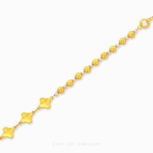 Duo Tone Beaded Clover Bracelet - Chip Lee Jewellery