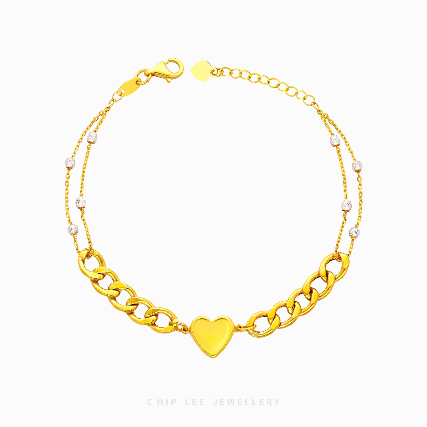 Heart Duo Tone Mixed Chain Bracelet - Chip Lee Jewellery