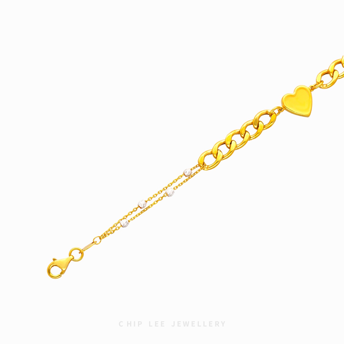 Heart Duo Tone Mixed Chain Bracelet - Chip Lee Jewellery