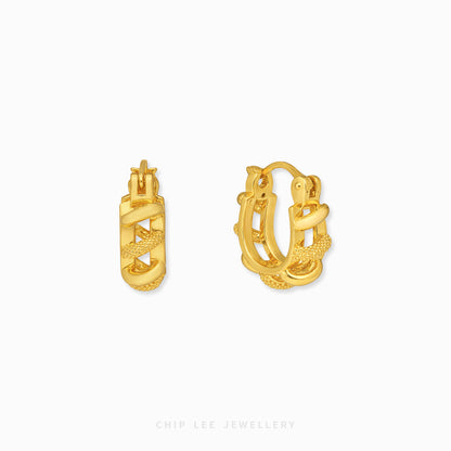 916 gold chain hoop earrings with interlocking links